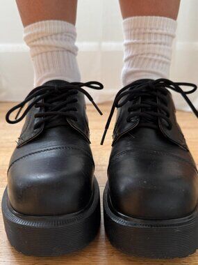 Vintage Dr. Martens Envy Quad Oxford Platforms Black Leather UK 6
